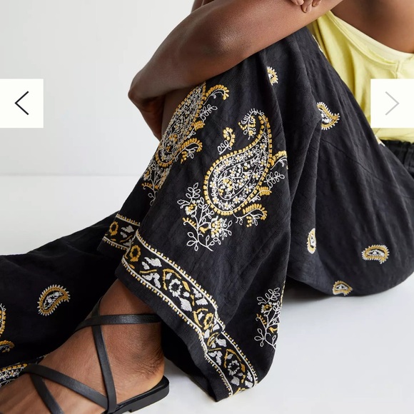 Anthropologie embroidered Smocked Wide-Leg Pants - Picture 8 of 8